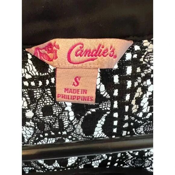 Candie’s semi-sheer black roll tab blouse Size Small - Picture 6 of 7